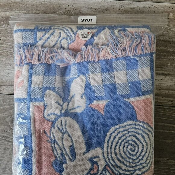Disney Woven Knit Baby Blanket Mickey Mouse Minnie Donald Duck Pluto Vintage - Picture 13 of 14